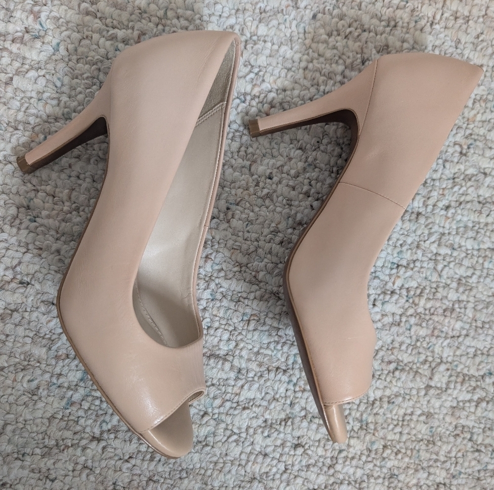Cole Haan Elegant Nude Peep-Toe Heels - Picture 6 of 8